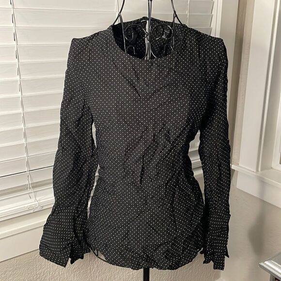 Ann Taylor polka dot long sleeve blouse size S - Picture 2 of 6